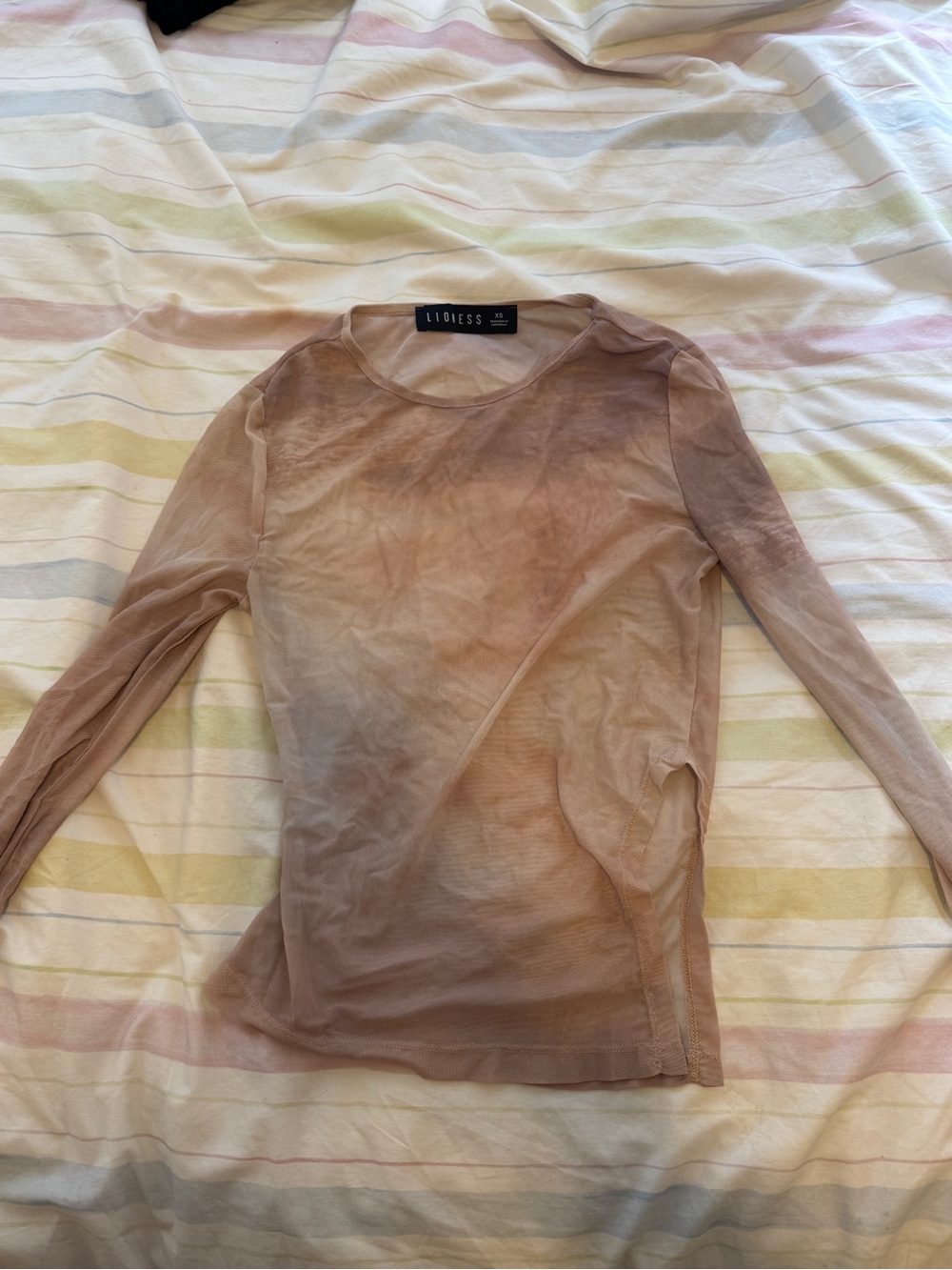 Lioness Nude Sheer Long Sleeve Top
